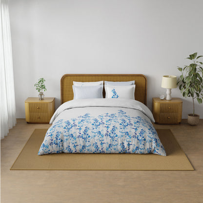 Spaces Riviera 100% Cotton 200 TC Percale Abstract Design Permium Large Bedsheet with 4 Pillow Covers, Beige