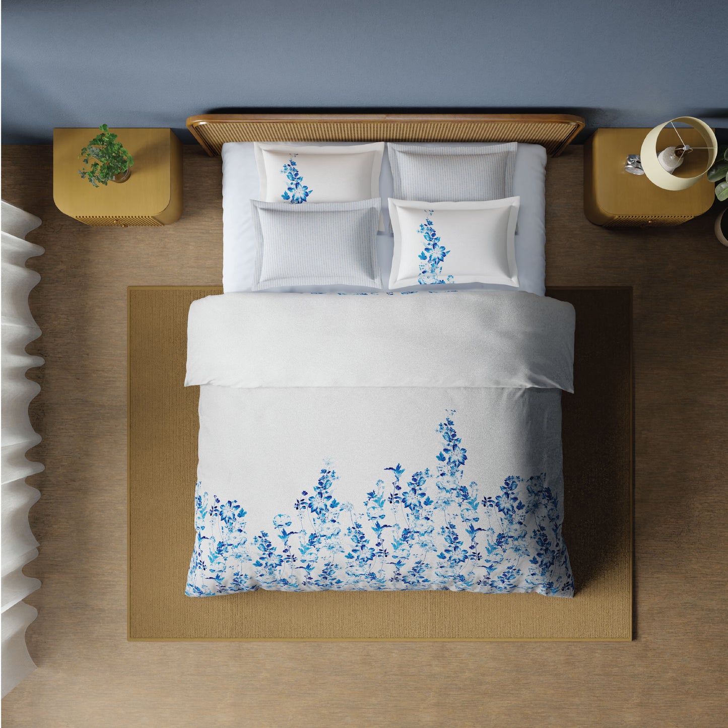 Spaces Riviera 100% Cotton 200 TC Percale Abstract Design Permium Large Bedsheet with 4 Pillow Covers, Beige