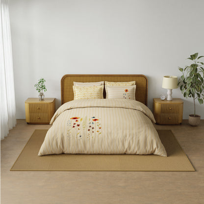 Spaces Riviera 100% Cotton 200 TC Percale Abstract Design Permium Large Bedsheet with 4 Pillow Covers, Light Aqua