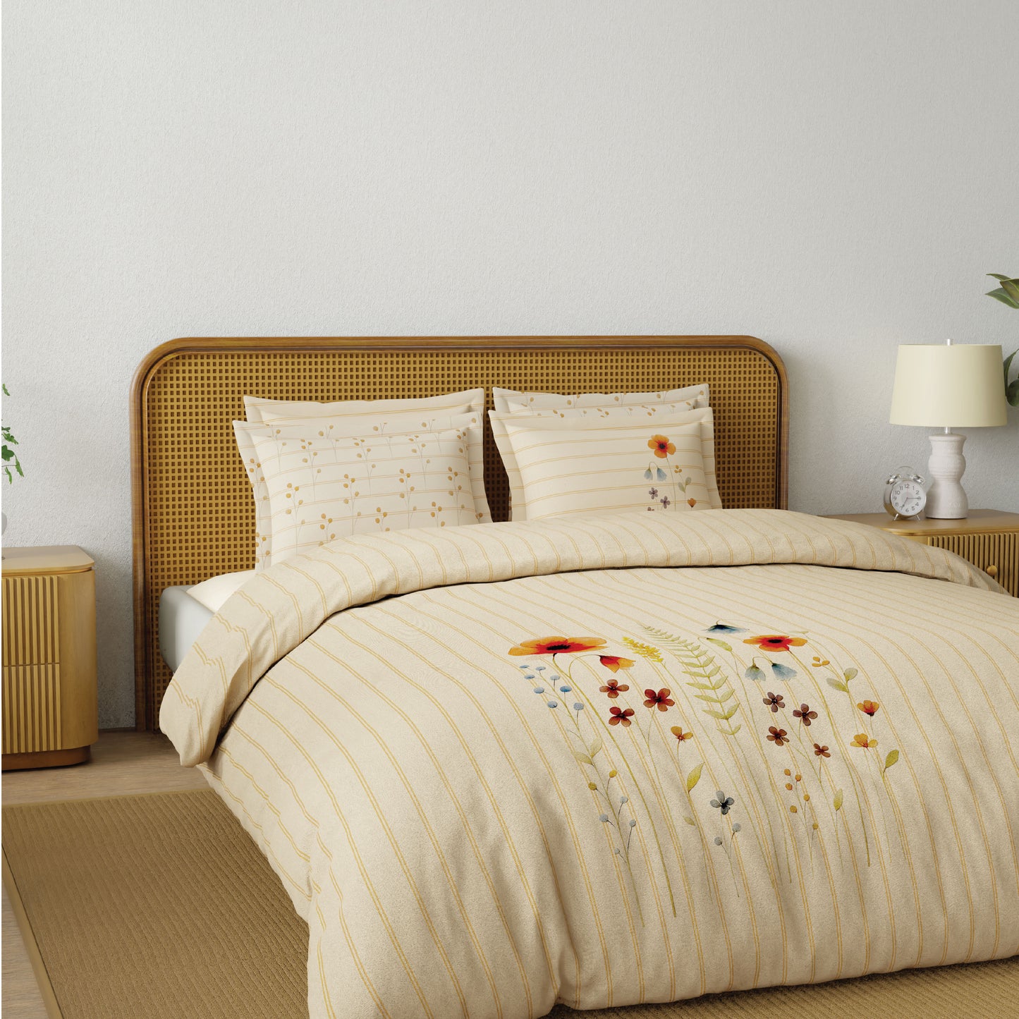 Spaces Riviera 100% Cotton 200 TC Percale Abstract Design Permium Large Bedsheet with 4 Pillow Covers, Light Aqua