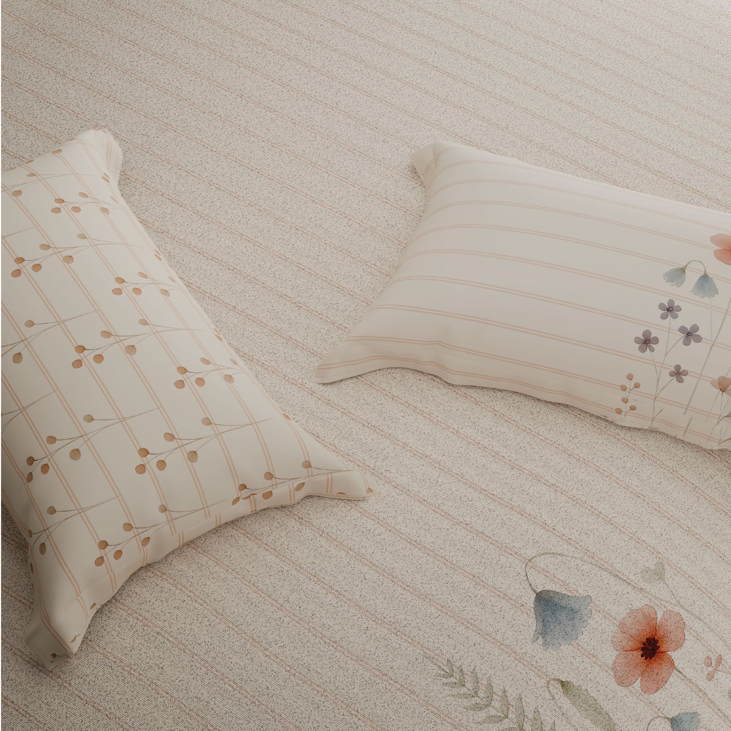 Spaces Riviera 100% Cotton 200 TC Percale Abstract Design Permium Large Bedsheet with 4 Pillow Covers, Light Aqua