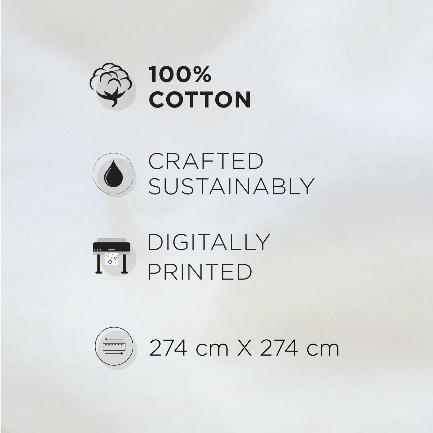 Spaces Riviera 100% Cotton 200 TC Percale Abstract Design Permium Large Bedsheet with 4 Pillow Covers, White