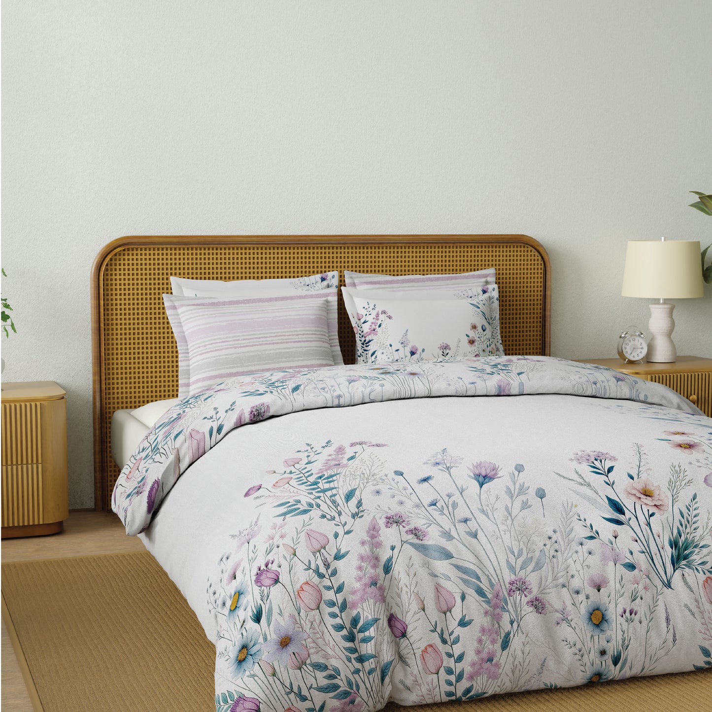 Spaces Riviera 100% Cotton 200 TC Percale Abstract Design Permium Large Bedsheet with 4 Pillow Covers, Taupe