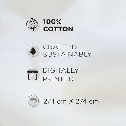 Spaces Riviera 100% Cotton 200 TC Percale Abstract Design Permium Large Bedsheet with 4 Pillow Covers, Taupe