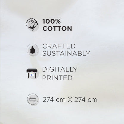 Spaces Vortex 100% Cotton 180 TC Percale Geometric Permium Large Bedsheet with 4 Pillow Covers, Taupe