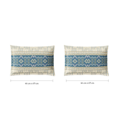 Spaces Vortex 100% Cotton 180 TC Percale Geometric Permium Large Bedsheet with 4 Pillow Covers, Cream