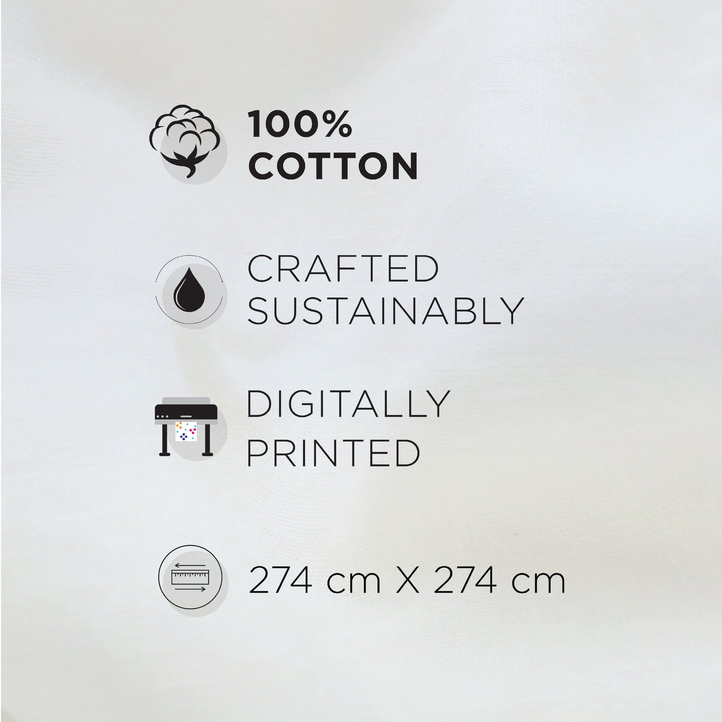 Spaces Vortex 100% Cotton 180 TC Percale Geometric Permium Large Bedsheet with 4 Pillow Covers, Cream