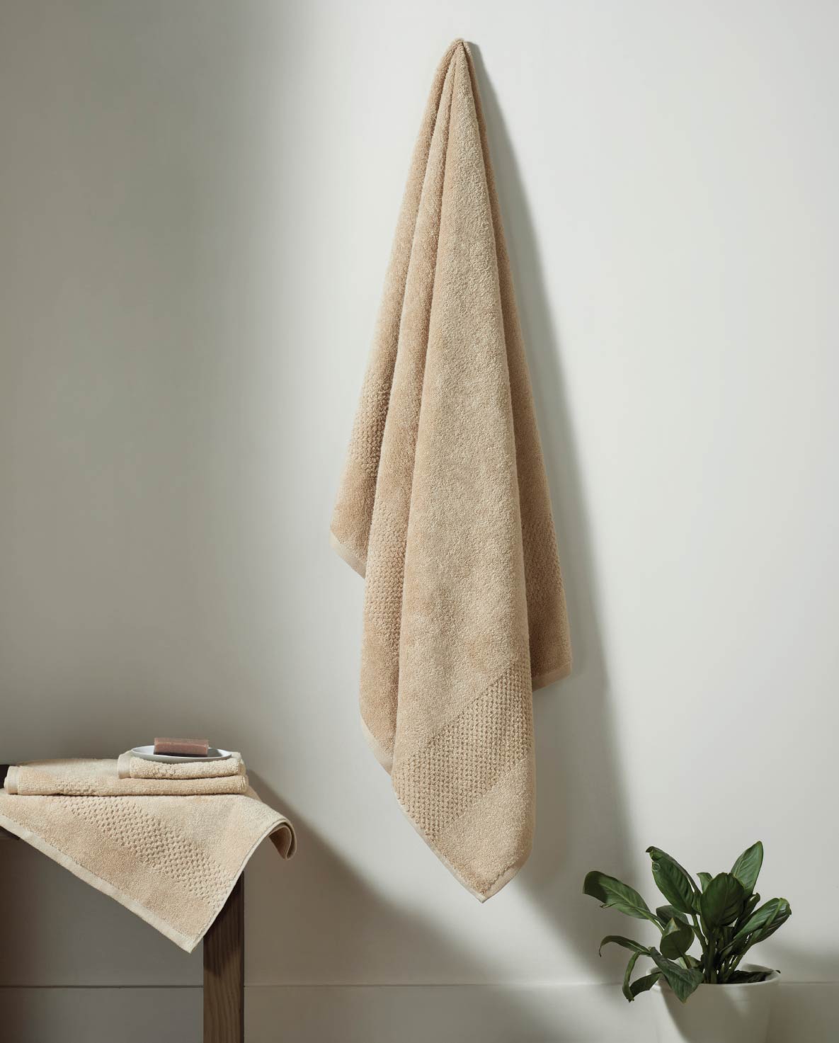 Spaces Swift Dry Light Brown Solid 100% Cotton 450 GSM Dobby Bath Towel – 75 X 150 CM