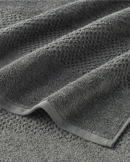 Spaces Swift Dry Dark Grey Solid 100% Cotton 450 GSM Dobby Bath Towel – 75 X 150 CM