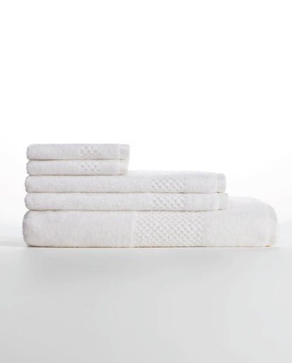 Spaces Swift Dry 100% Cotton 450 GSM Solid Dobby White 2 Hand Towels – 40 x 60 CM