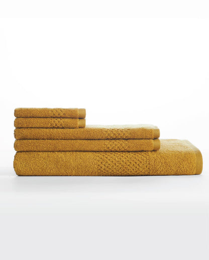 Spaces Swift Dry 100% Cotton 450 GSM Solid Dobby Golden 2 Hand Towels – 40 x 60 CM
