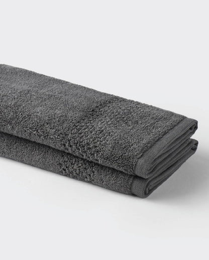 Spaces Swift Dry 100% Cotton 450 GSM Solid Dobby Dark Grey 2 Hand Towels – 40 x 60 CM