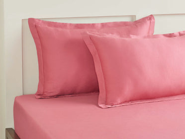 Spaces Aven Rose Solid 100% Cotton 210 TC Large Bedsheet with 2 Pillow Covers - 108 x 108 Inches