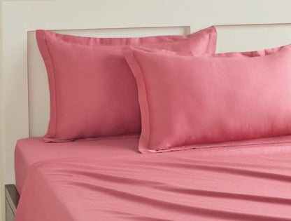 Spaces Aven Rose Solid 100% Cotton 210 TC Large Bedsheet with 2 Pillow Covers - 108 x 108 Inches