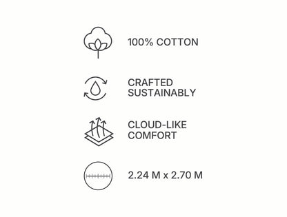 Spaces Aven Grey Solid 100% Cotton 210 TC Large Bedsheet with 2 Pillow Covers - 108 x 108 Inches