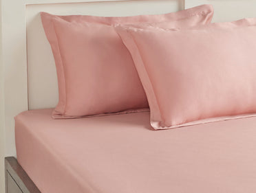 Spaces Aven Blush Solid 100% Cotton 210 TC Large Bedsheet with 2 Pillow Covers - 108 x 108 Inches
