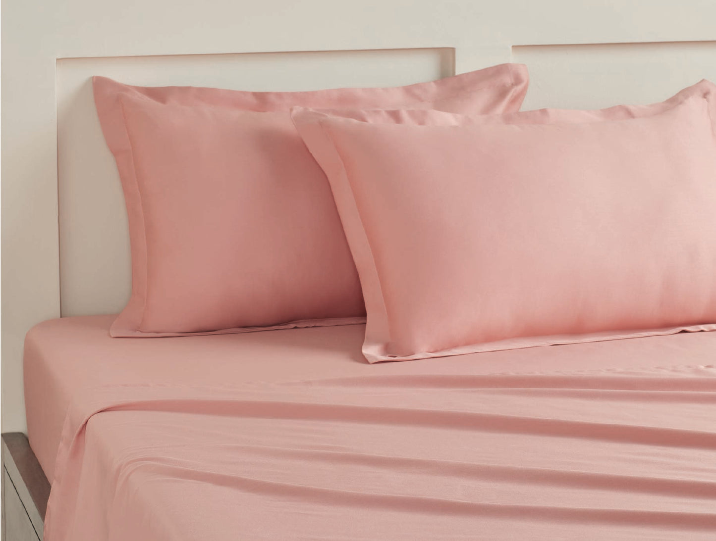 Spaces Aven Blush Solid 100% Cotton 210 TC Large Bedsheet with 2 Pillow Covers - 108 x 108 Inches