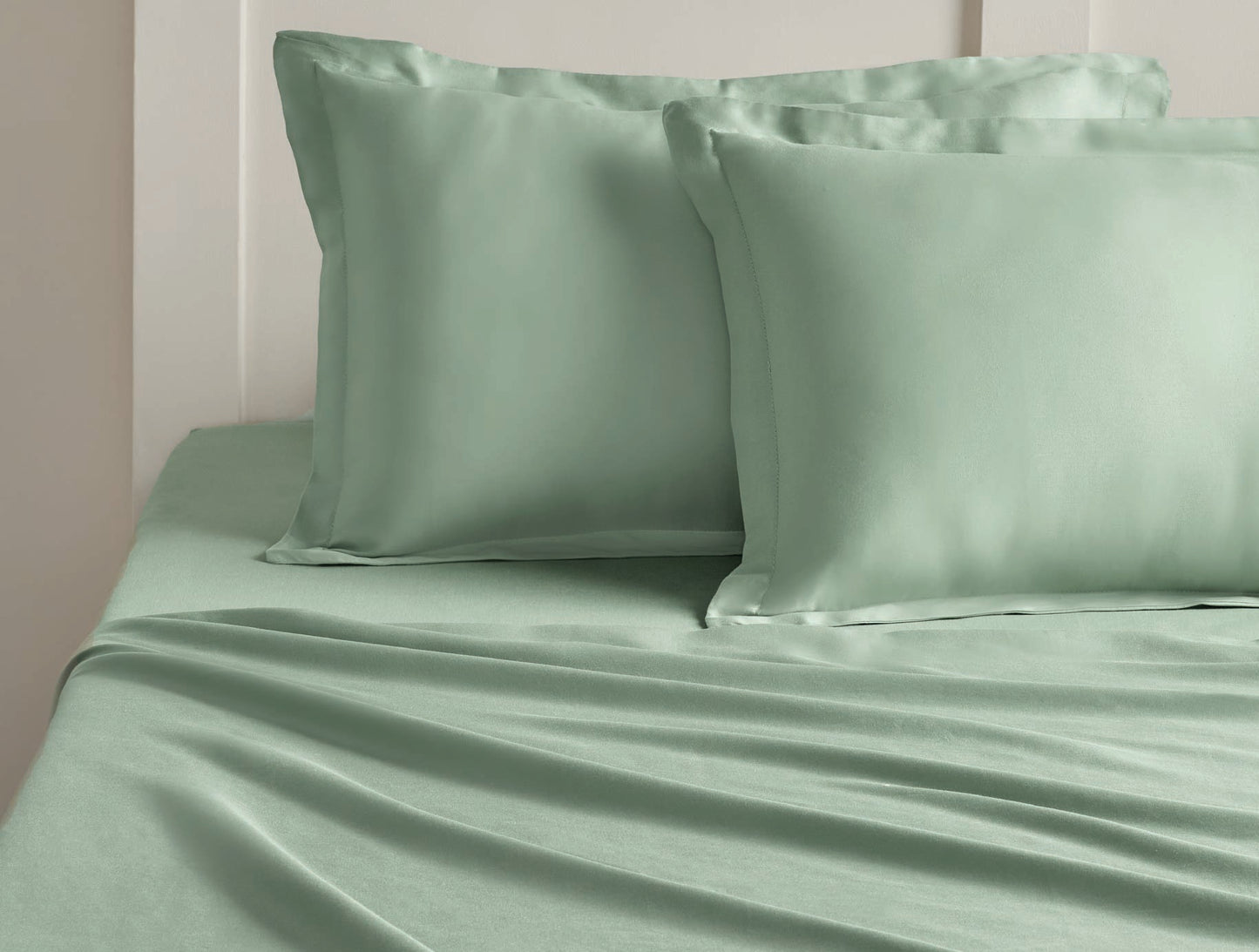 Spaces Aven Sage Solid 100% Cotton 210 TC Large Bedsheet with 2 Pillow Covers - 108 x 108 Inches