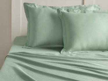 Spaces Aven Sage Solid 100% Cotton 210 TC Large Bedsheet with 2 Pillow Covers - 108 x 108 Inches
