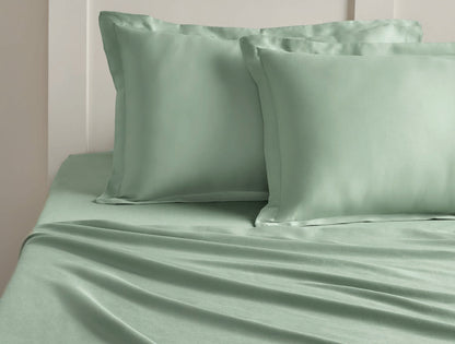 Spaces Aven Sage Solid 100% Cotton 210 TC Large Bedsheet with 2 Pillow Covers - 108 x 108 Inches