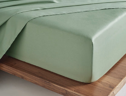 Spaces Aven Sage Solid 100% Cotton 210 TC Large Bedsheet with 2 Pillow Covers - 108 x 108 Inches
