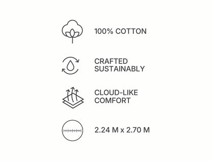 Spaces Aven Ivory Solid 100% Cotton 210 TC Large Bedsheet with 2 Pillow Covers - 108 x 108 Inches