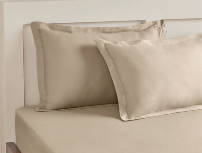 Spaces Aven Brown Solid 100% Cotton 210 TC Large Bedsheet with 2 Pillow Covers - 108 x 108 Inches