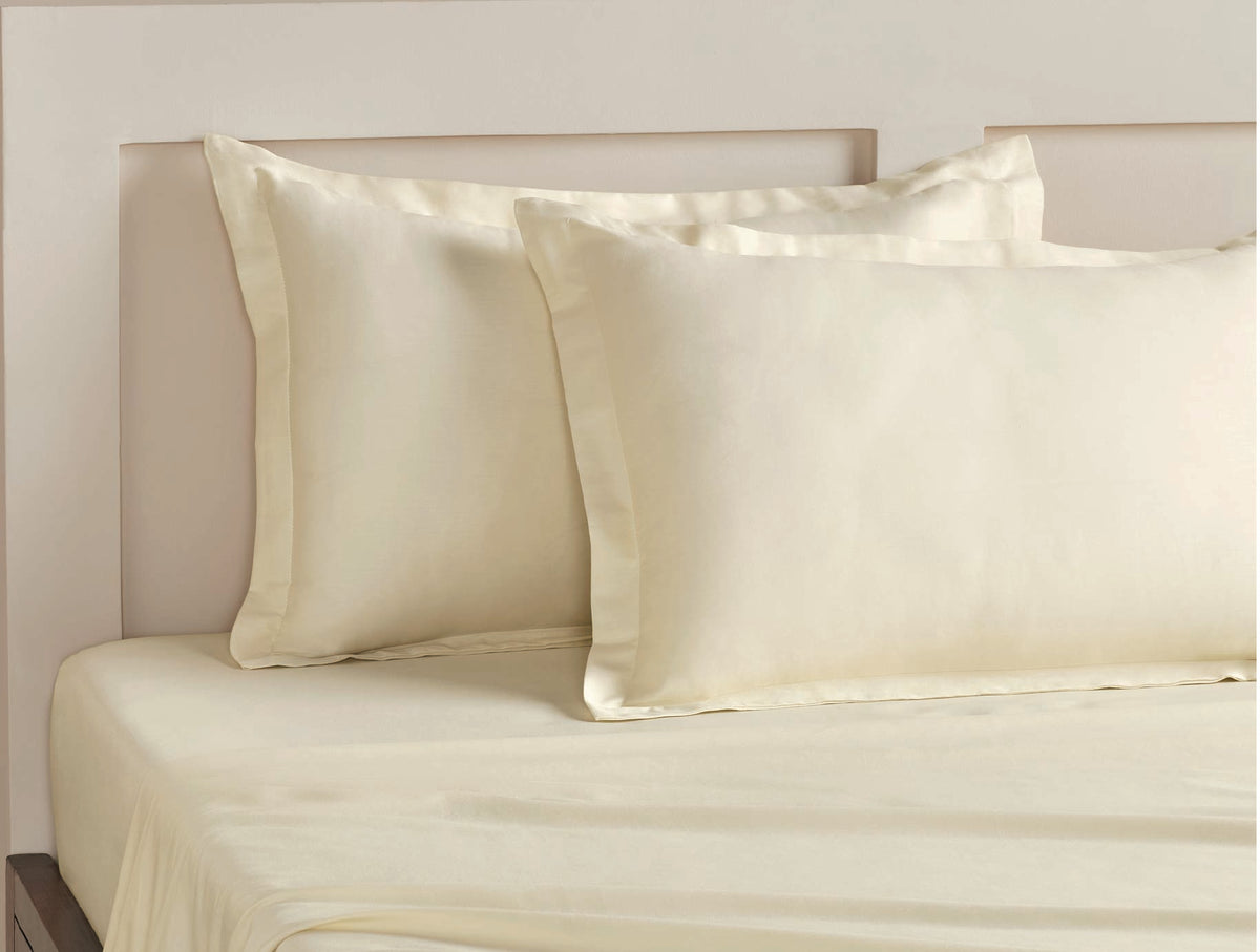 Spaces Aven  100% Cotton 210 TC Solid Ivory Single Bedsheet with 1 Pillow Cover - 60 x 88 Inches