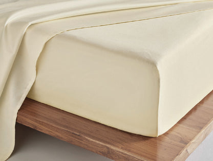 Spaces Aven Ivory Solid 100% Cotton 210 TC King Fitted Sheet with 2 Pillow Covers – 72 x 78 Inch, 12 Inch Deep Pocket