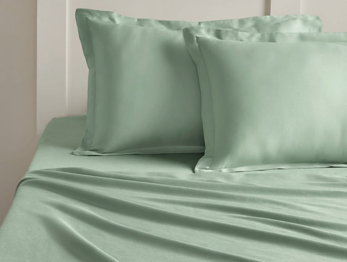 Spaces Aven Sage Solid 100% Cotton 210 TC King Fitted Sheet with 2 Pillow Covers – 60 x 78 Inch, 12 Inch Deep Pocket