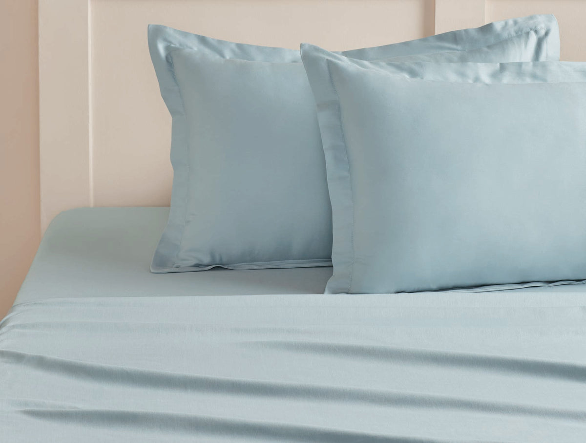Spaces Aven Blue Solid 100% Cotton 210 TC King Fitted Sheet with 2 Pillow Covers – 60 x 78 Inch, 12 Inch Deep Pocket