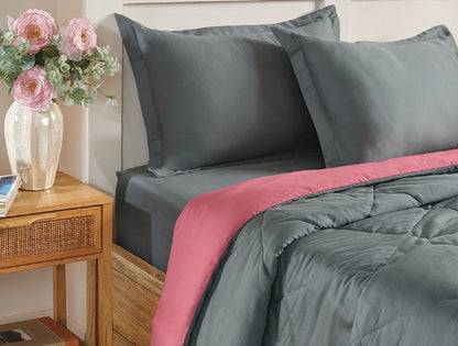 Spaces Aven 100% Cotton 210 TC Solid Grey Double Duvet Cover - 88 x 106 Inches