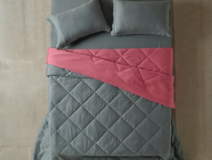 Spaces Aven 100% Cotton 210 TC Solid Grey Double Duvet Cover - 88 x 106 Inches