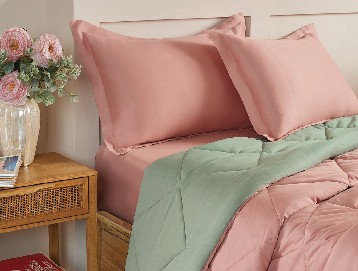 Spaces Aven 100% Cotton 210 TC Solid Blush Double Duvet Cover - 88 x 106 Inches