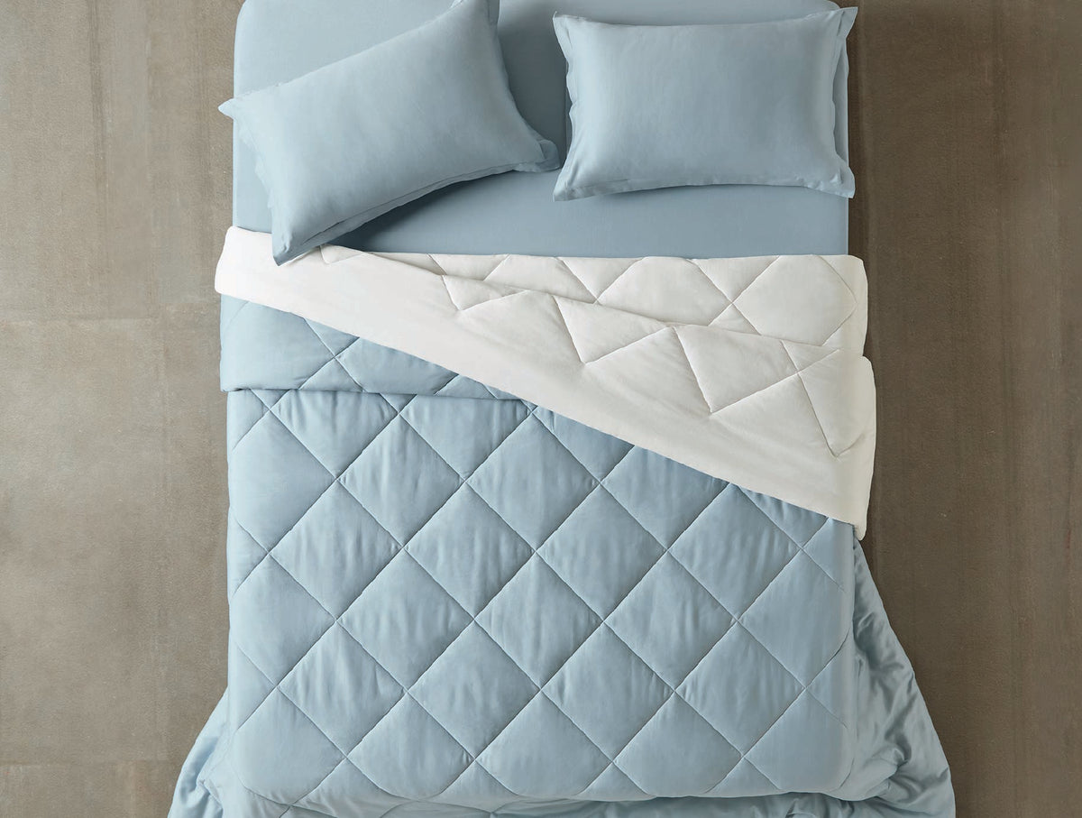 Spaces Aven 100% Cotton 210 TC Solid Blue Double Duvet Cover - 88 x 106 Inches