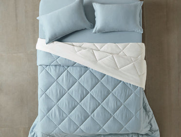 Spaces Aven 100% Cotton 210 TC Solid Blue Double Duvet Cover - 88 x 106 Inches