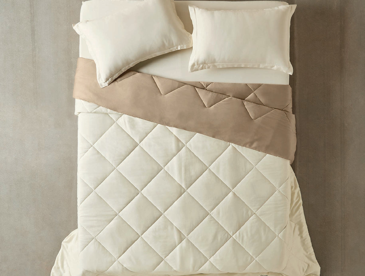 Spaces Aven Ivory Solid 100% Cotton 210 TC Single Quilt - 60 x 86 Inches