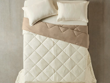 Spaces Aven Ivory Solid 100% Cotton 210 TC Single Quilt - 60 x 86 Inches