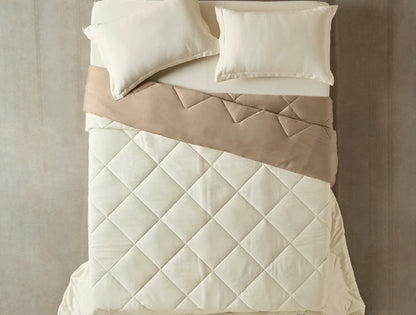 Spaces Aven Ivory Solid 100% Cotton 210 TC Single Quilt - 60 x 86 Inches