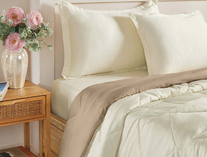 Spaces Aven Ivory Solid 100% Cotton 210 TC Single Quilt - 60 x 86 Inches