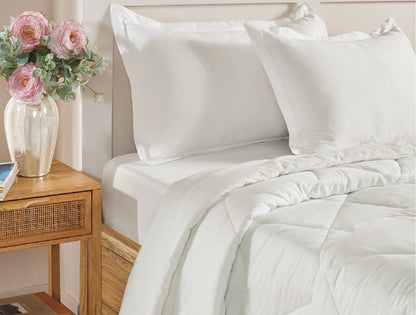 Spaces Aven White Solid 100% Cotton 210 TC Single Quilt - 60 x 86 Inches