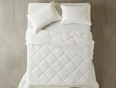 Spaces Aven White Solid 100% Cotton 210 TC Single Quilt - 60 x 86 Inches