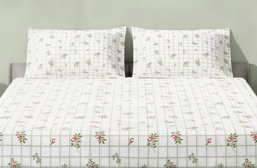 Spaces Aeris White Floral Cotton 144TC Percale Large Bedsheet Set