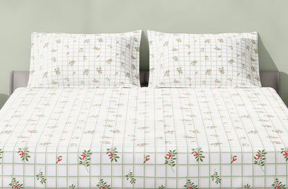 Spaces Aeris White Floral Cotton 144TC Percale Large Bedsheet Set