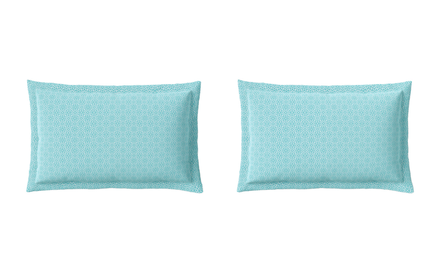 Spaces Aeris Light Aqua Geoemtric Cotton 144TC Percale Large Bedsheet Set