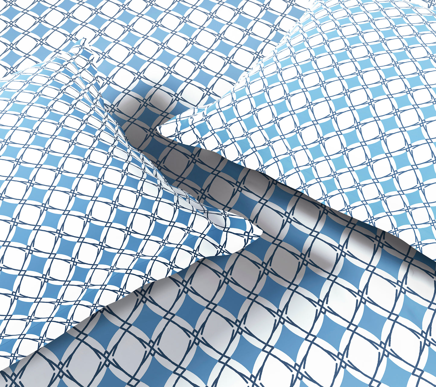 Spaces Aeris Blue Geometric Cotton 144TC Percale Large Bedsheet Set