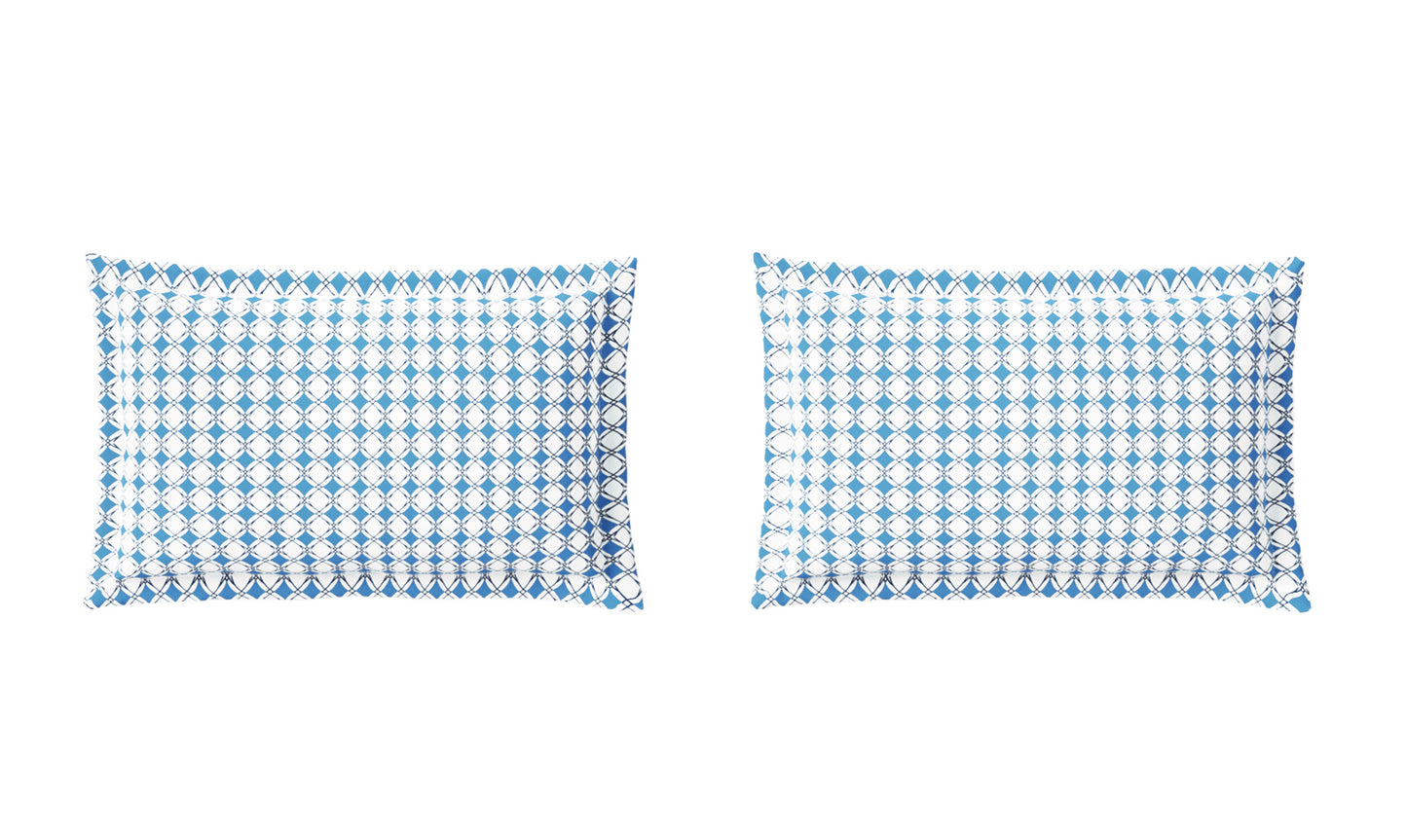 Spaces Aeris Blue Geometric Cotton 144TC Percale Large Bedsheet Set