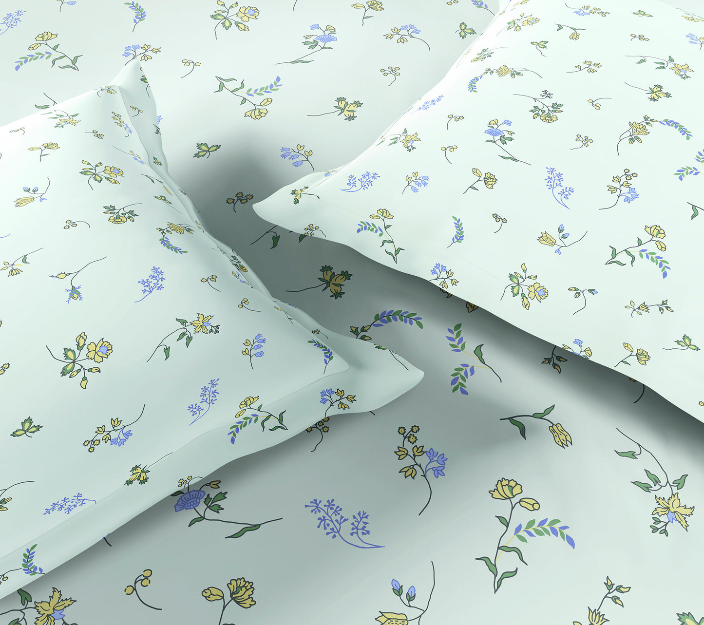 Spaces Aeris Light Blue Floral Cotton 144TC Percale Large Bedsheet Set