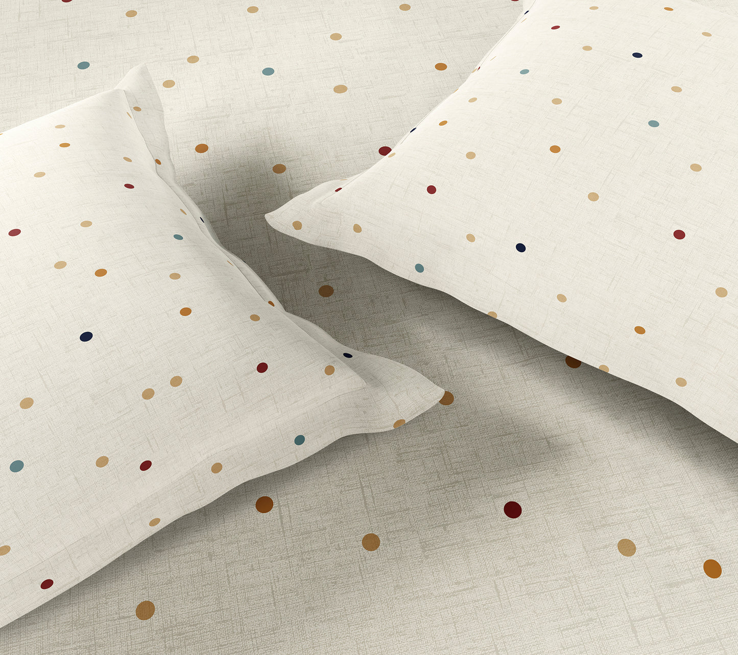Spaces Aeris Beige Geometric Cotton 144TC Percale Large Bedsheet Set