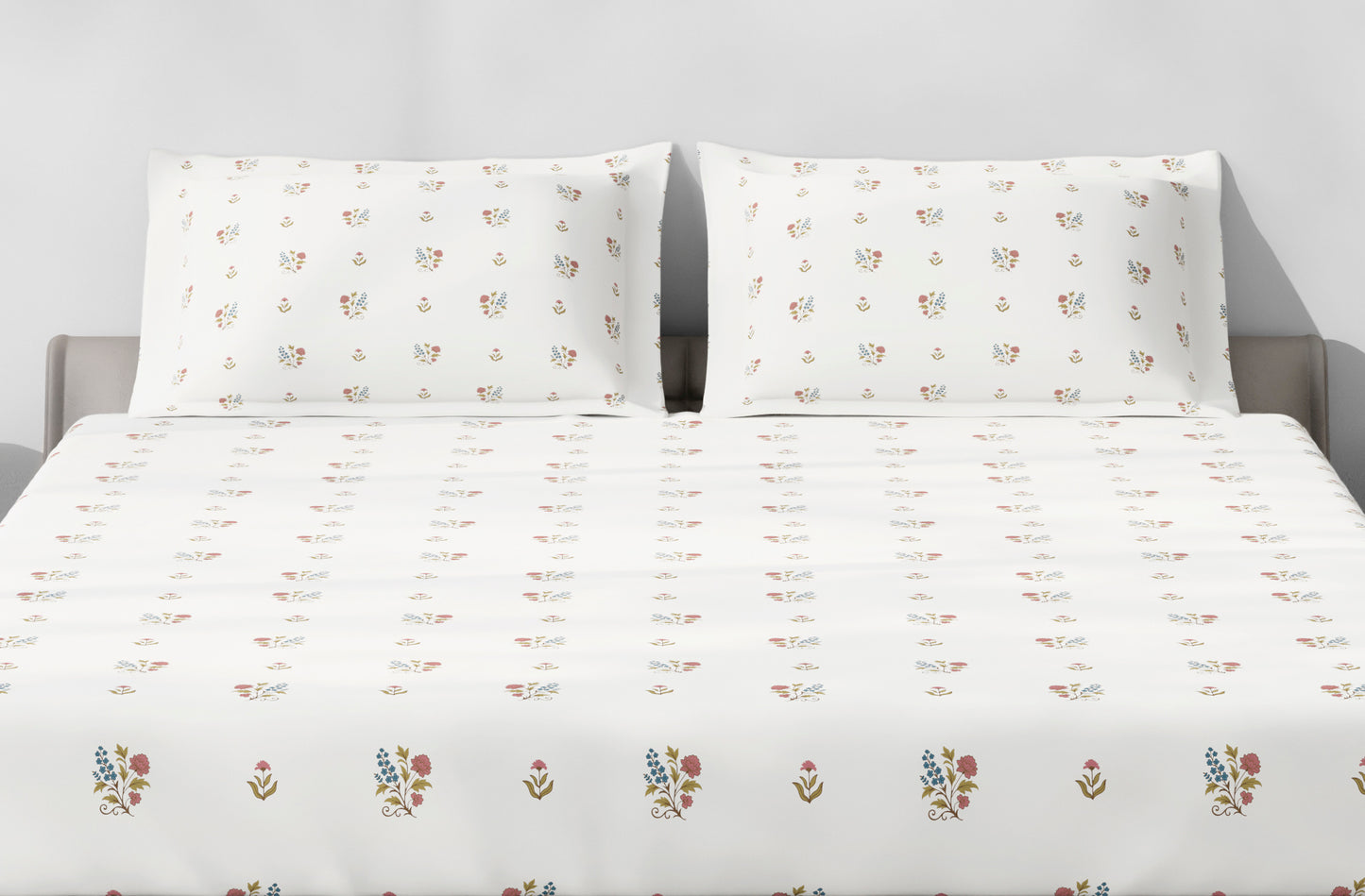 Spaces Aeris Cream Floral Cotton 144TC Percale Large Bedsheet Set